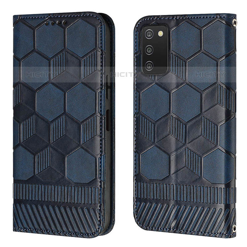 Custodia Portafoglio In Pelle Cover con Supporto Y04B per Samsung Galaxy M02s Blu