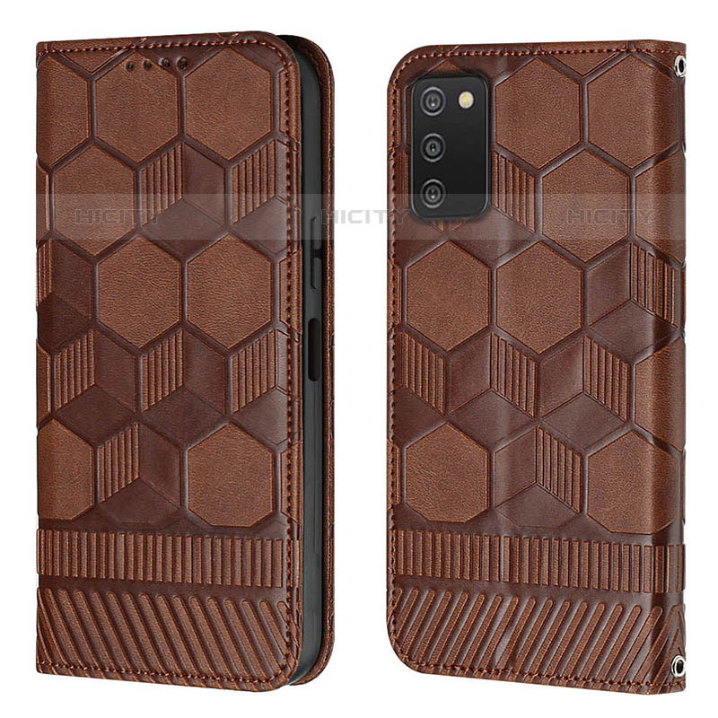 Custodia Portafoglio In Pelle Cover con Supporto Y04B per Samsung Galaxy M02s Marrone