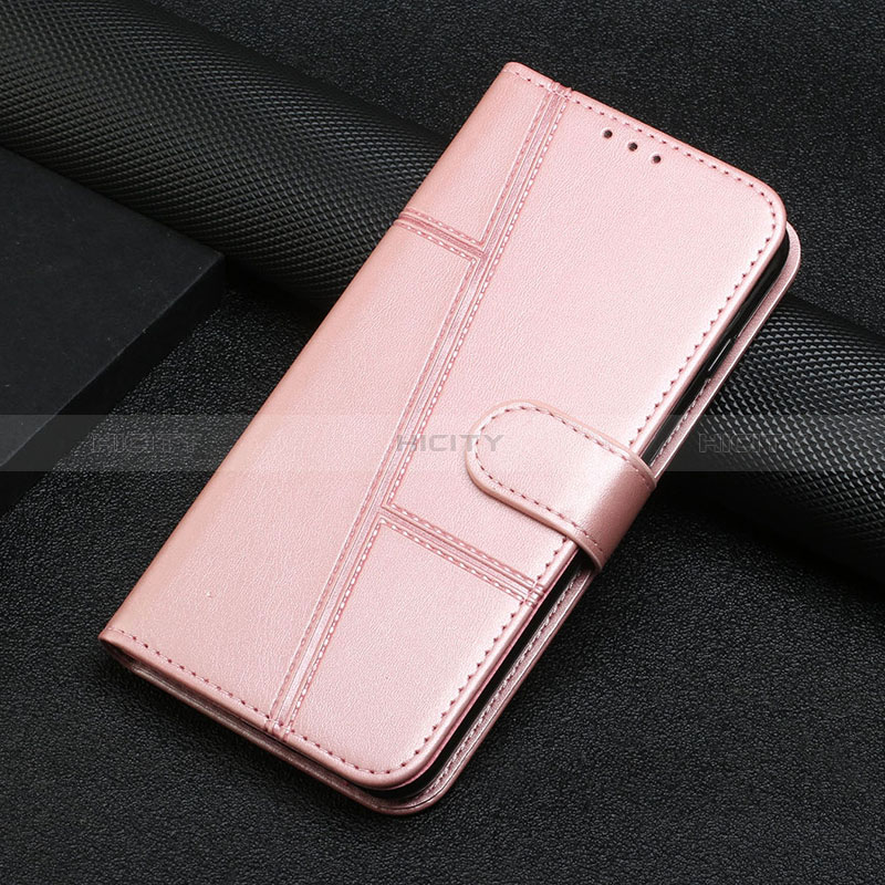 Custodia Portafoglio In Pelle Cover con Supporto Y04X per Motorola Moto E22i Oro Rosa