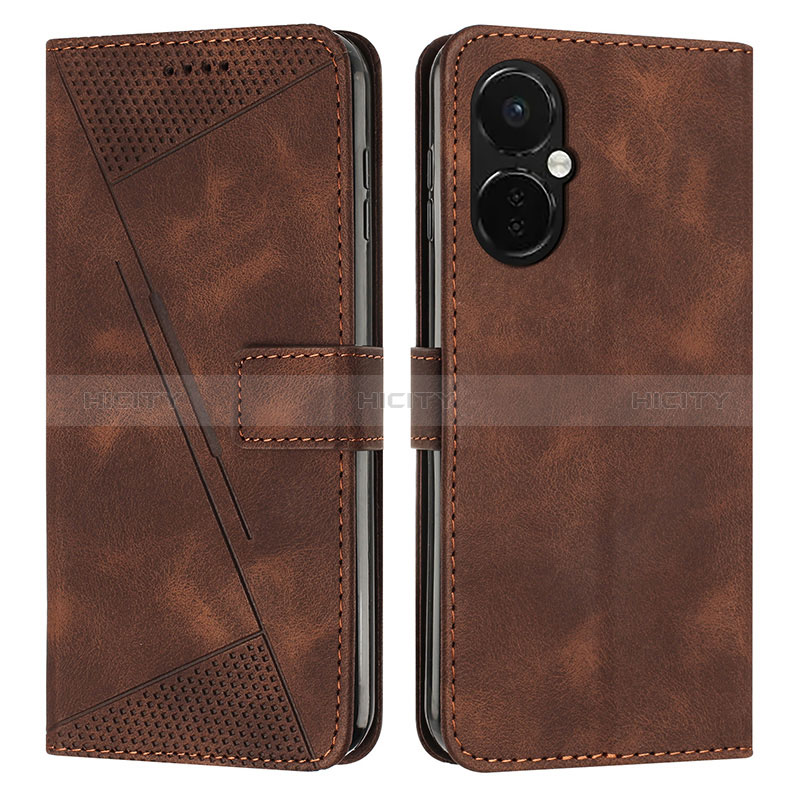 Custodia Portafoglio In Pelle Cover con Supporto Y04X per OnePlus Nord CE 3 5G Marrone