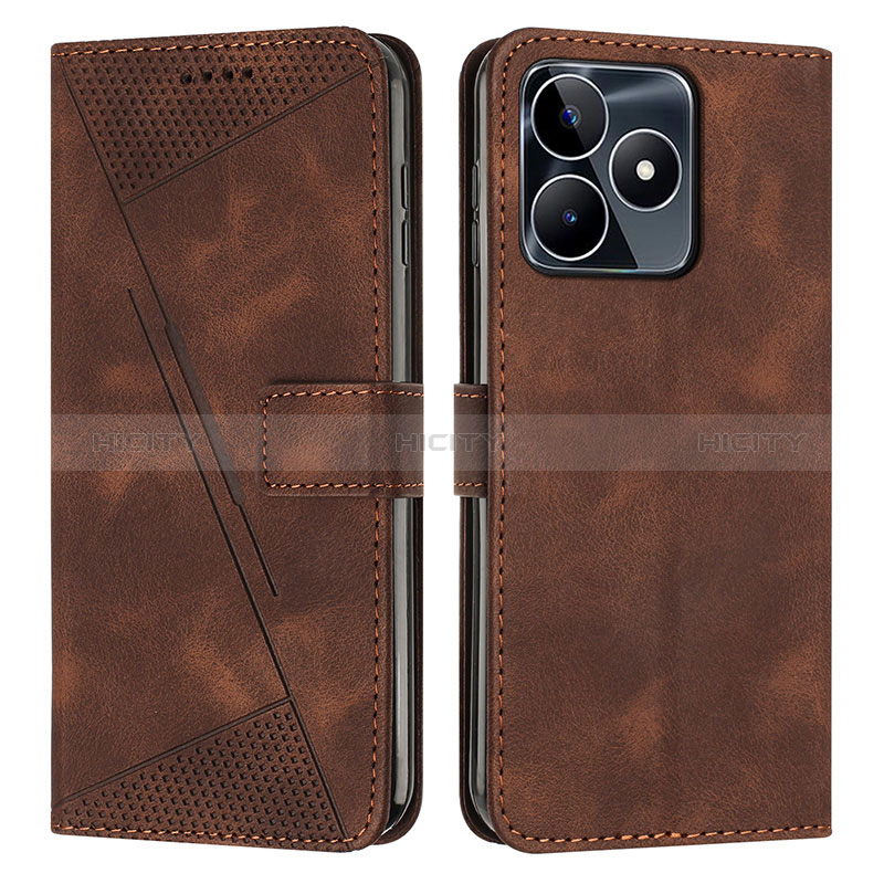 Custodia Portafoglio In Pelle Cover con Supporto Y04X per Realme Narzo N53 Marrone