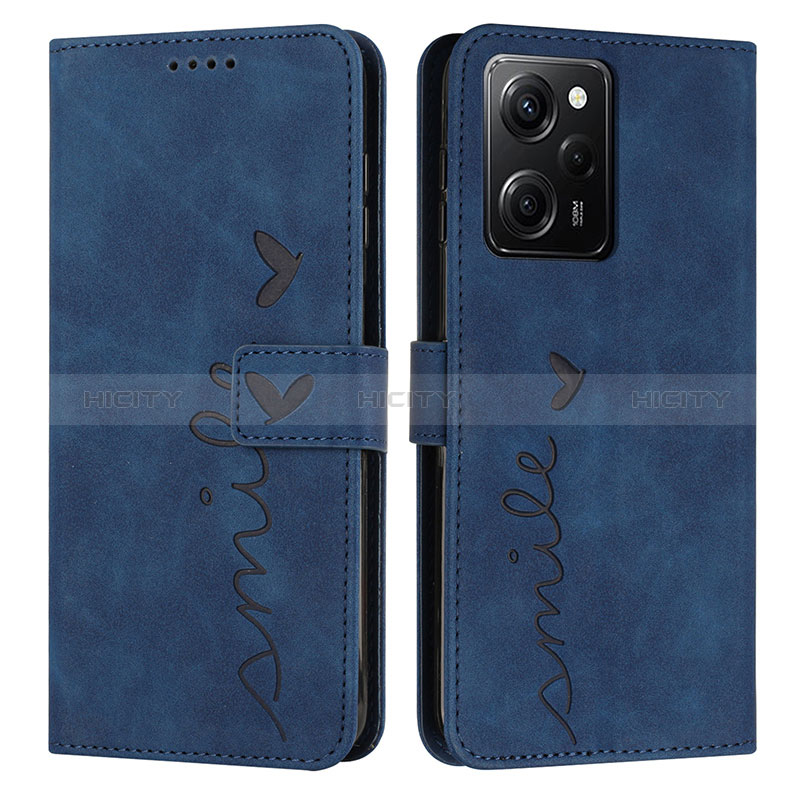 Custodia Portafoglio In Pelle Cover con Supporto Y04X per Xiaomi Poco X5 Pro 5G Blu