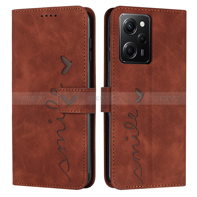 Custodia Portafoglio In Pelle Cover con Supporto Y04X per Xiaomi Poco X5 Pro 5G Marrone