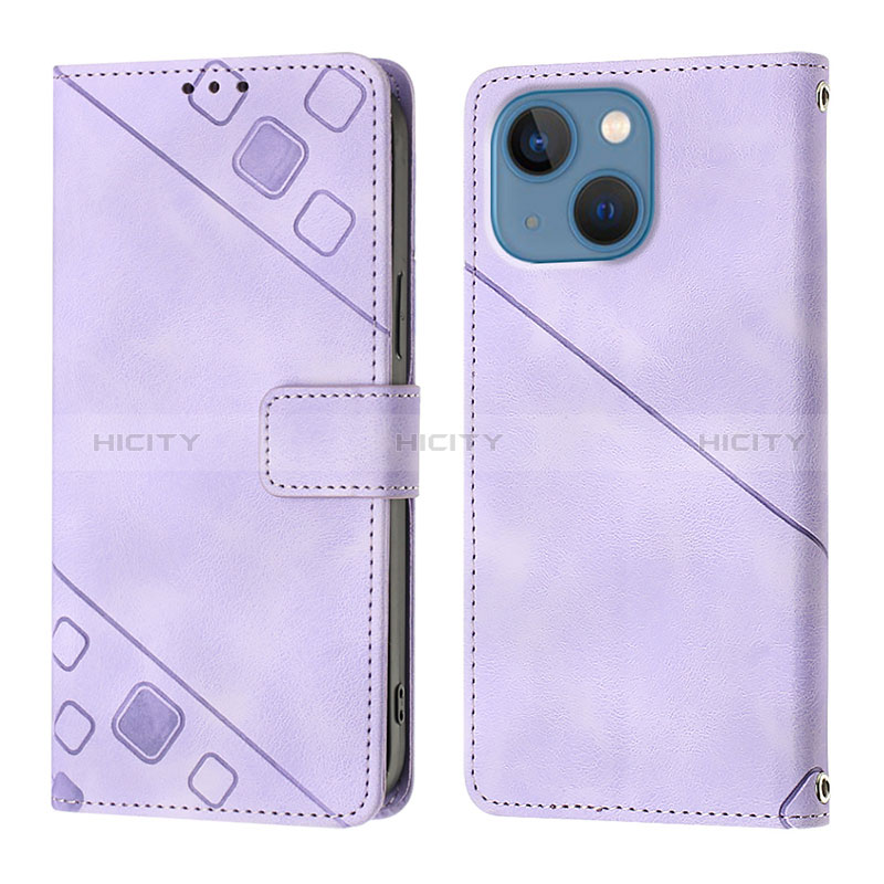 Custodia Portafoglio In Pelle Cover con Supporto Y05B per Apple iPhone 13 Viola