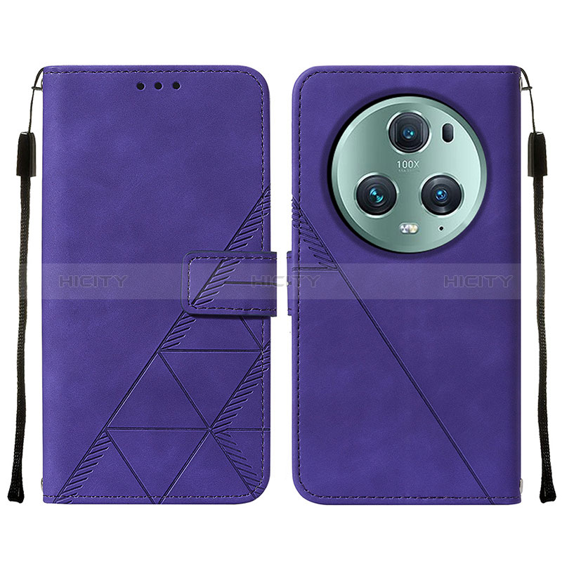 Custodia Portafoglio In Pelle Cover con Supporto Y05B per Huawei Honor Magic5 Pro 5G Viola