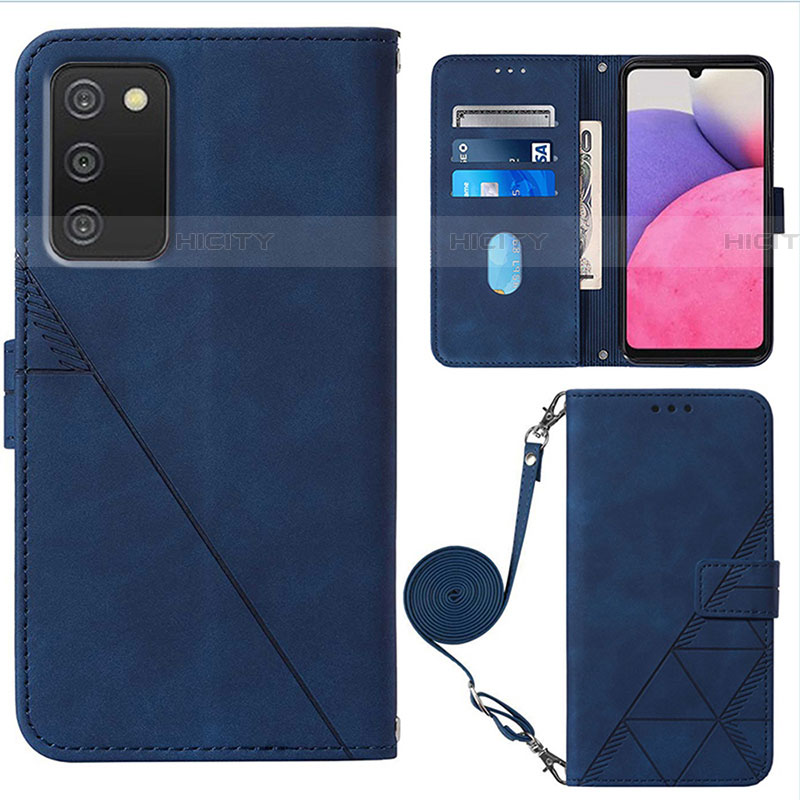 Custodia Portafoglio In Pelle Cover con Supporto Y07B per Samsung Galaxy A03s Blu