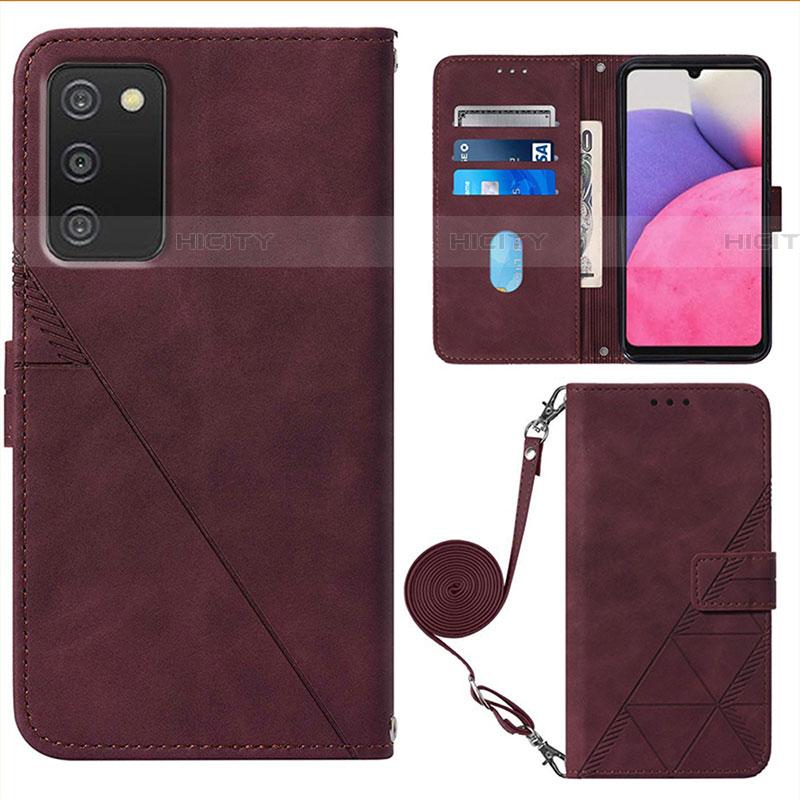 Custodia Portafoglio In Pelle Cover con Supporto Y07B per Samsung Galaxy A03s Rosso Rosa