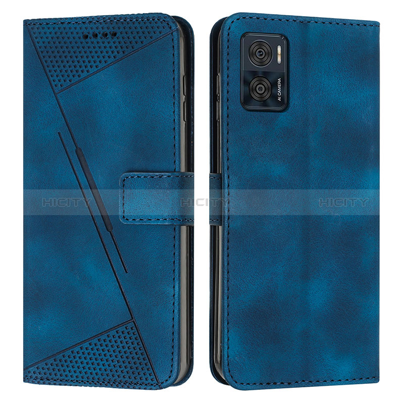 Custodia Portafoglio In Pelle Cover con Supporto Y07X per Motorola Moto E22i Blu