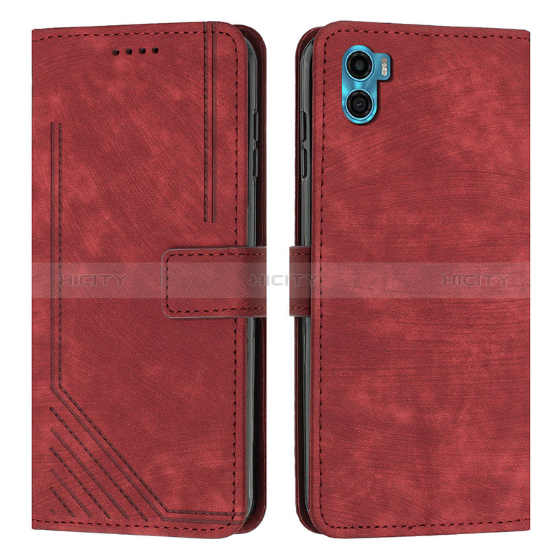 Custodia Portafoglio In Pelle Cover con Supporto Y07X per Motorola Moto E22S Rosso