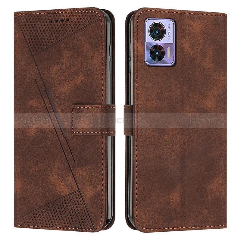 Custodia Portafoglio In Pelle Cover con Supporto Y07X per Motorola Moto Edge 30 Lite 5G Marrone