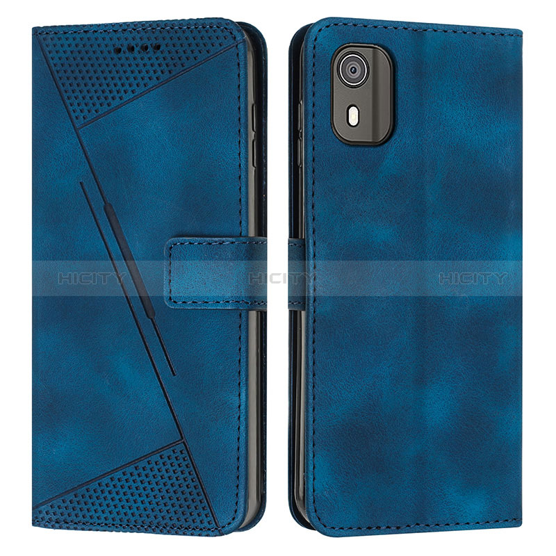 Custodia Portafoglio In Pelle Cover con Supporto Y07X per Nokia C02 Blu