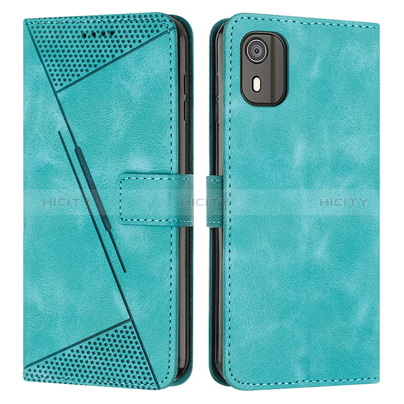 Custodia Portafoglio In Pelle Cover con Supporto Y07X per Nokia C02 Verde