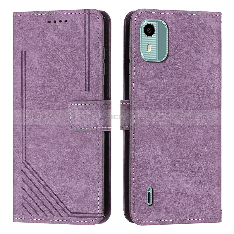 Custodia Portafoglio In Pelle Cover con Supporto Y07X per Nokia C12 Pro Viola