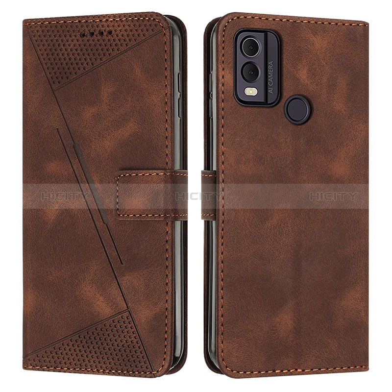 Custodia Portafoglio In Pelle Cover con Supporto Y07X per Nokia C22 Marrone