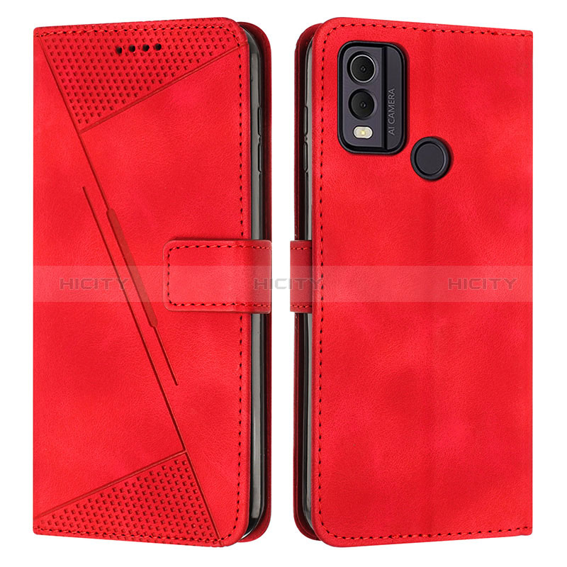 Custodia Portafoglio In Pelle Cover con Supporto Y07X per Nokia C22 Rosso