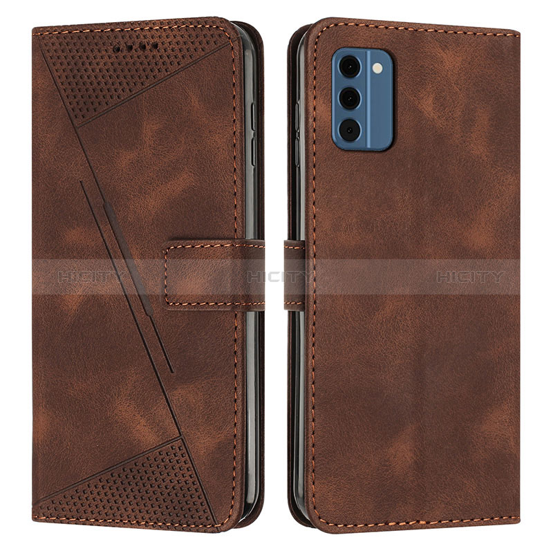 Custodia Portafoglio In Pelle Cover con Supporto Y07X per Nokia C300 Marrone