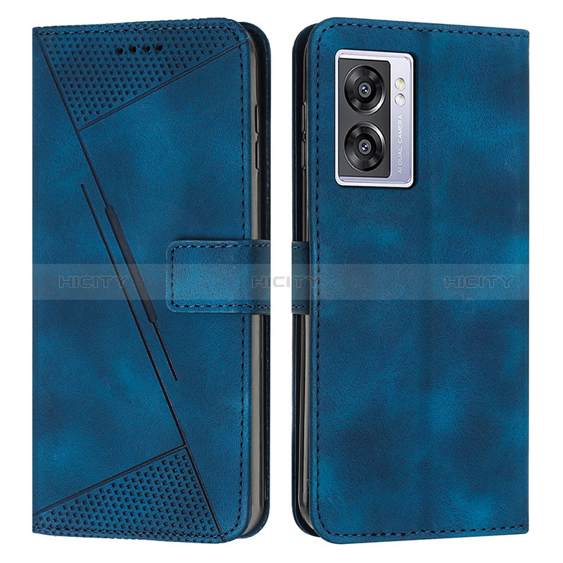 Custodia Portafoglio In Pelle Cover con Supporto Y07X per Oppo A57 5G Blu