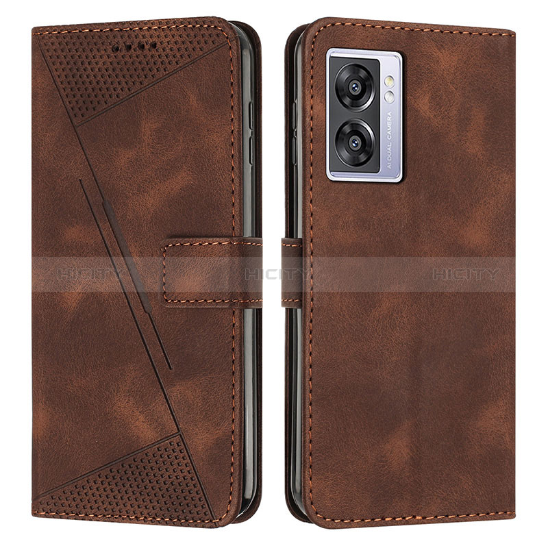 Custodia Portafoglio In Pelle Cover con Supporto Y07X per Oppo A77 5G Marrone