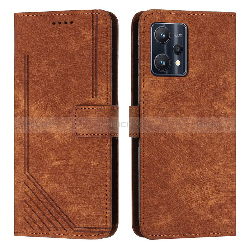 Custodia Portafoglio In Pelle Cover con Supporto Y07X per Realme 9 4G Marrone