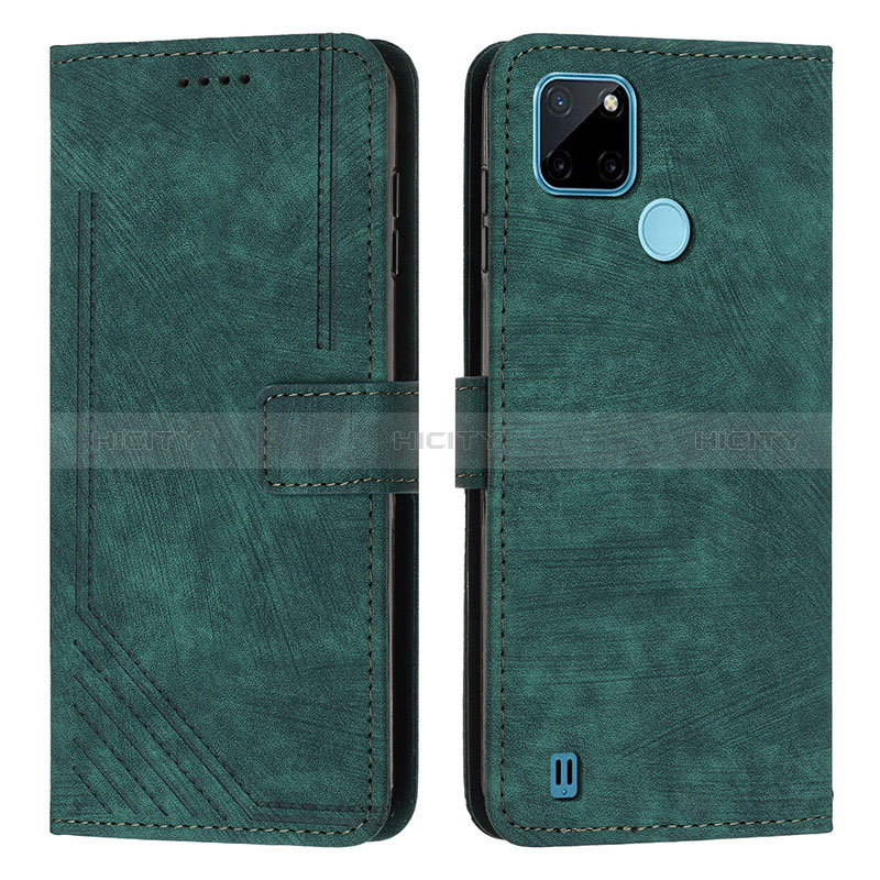 Custodia Portafoglio In Pelle Cover con Supporto Y07X per Realme C21Y Verde