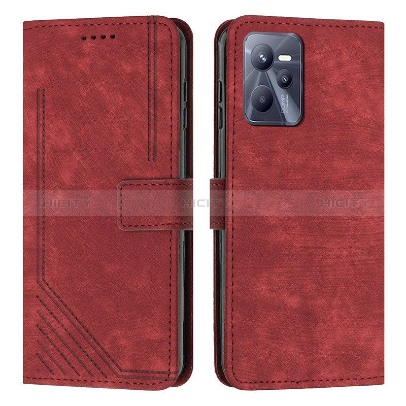 Custodia Portafoglio In Pelle Cover con Supporto Y07X per Realme C35 Rosso