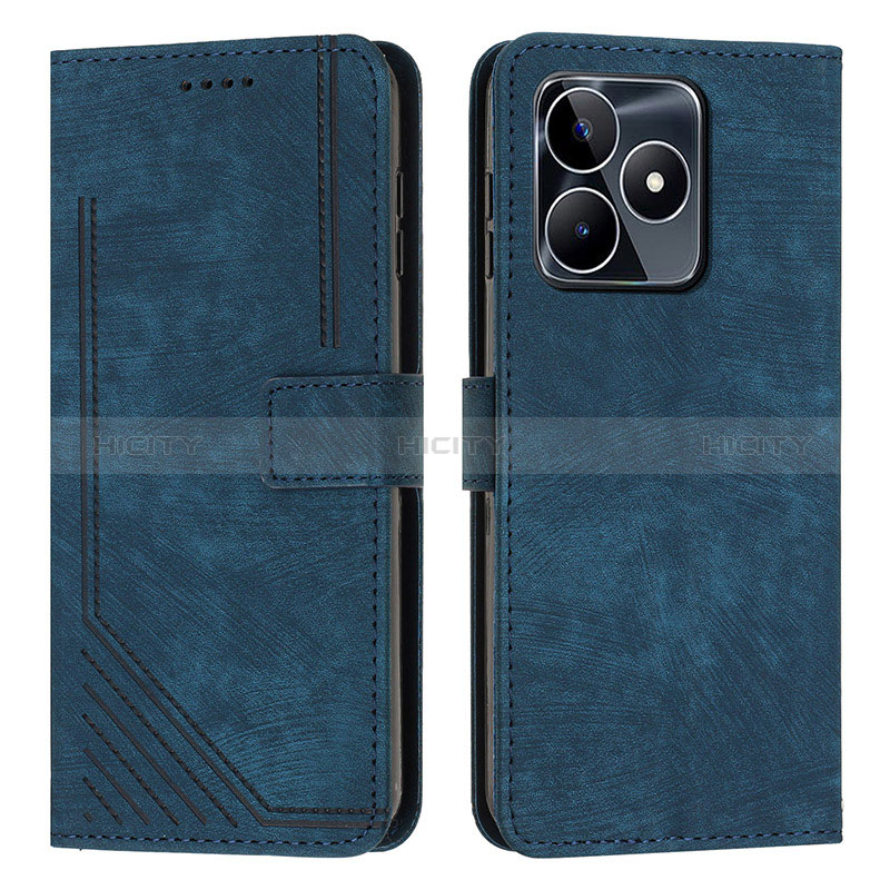 Custodia Portafoglio In Pelle Cover con Supporto Y07X per Realme C53 Blu