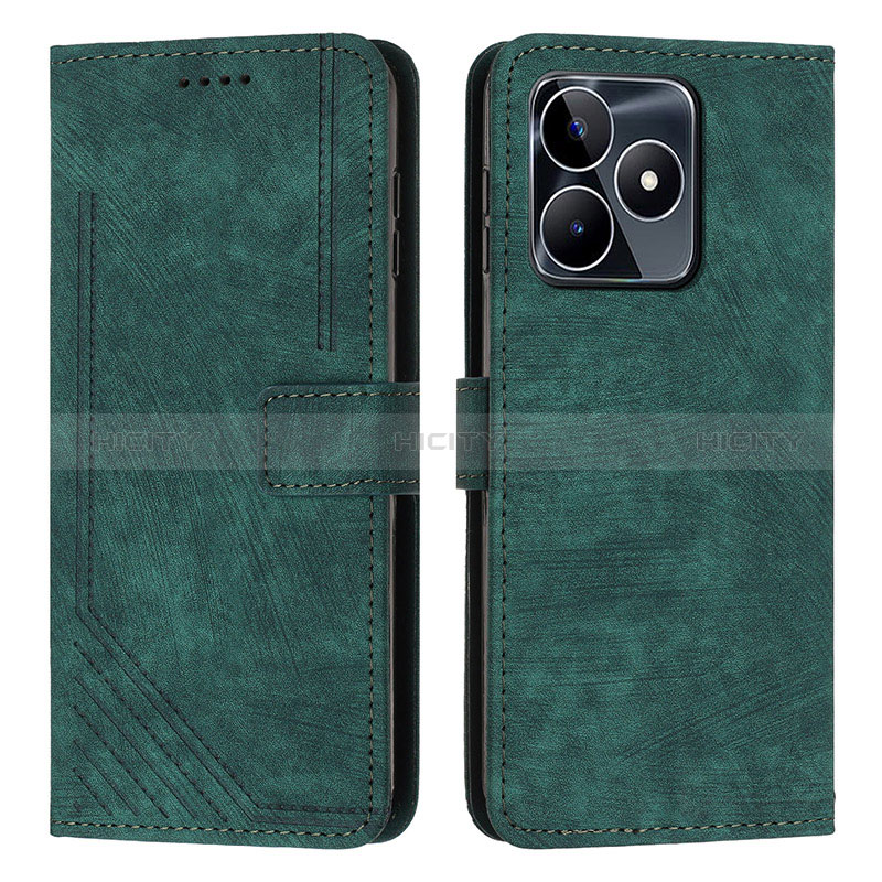 Custodia Portafoglio In Pelle Cover con Supporto Y07X per Realme C53 India Verde