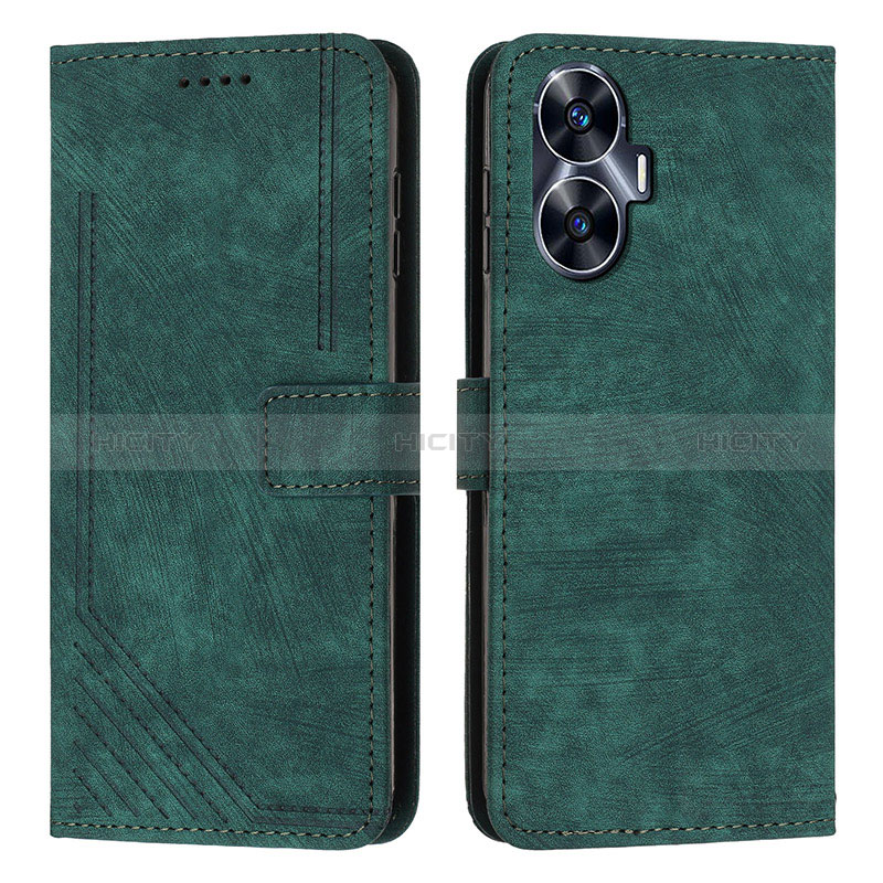 Custodia Portafoglio In Pelle Cover con Supporto Y07X per Realme C55 Verde