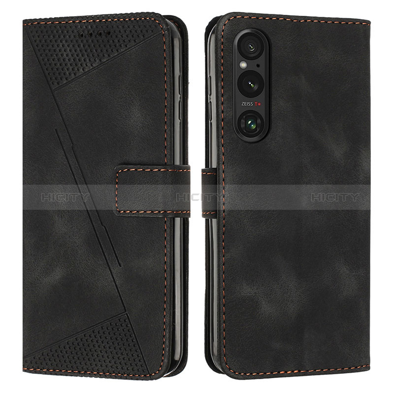 Custodia Portafoglio In Pelle Cover con Supporto Y07X per Sony Xperia 1 V Nero