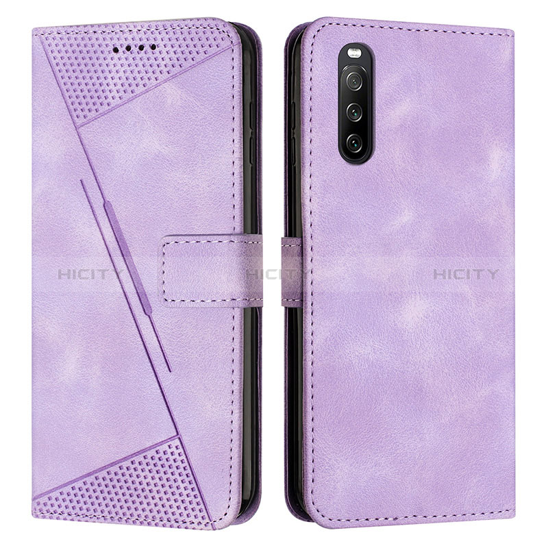 Custodia Portafoglio In Pelle Cover con Supporto Y07X per Sony Xperia 10 IV Viola