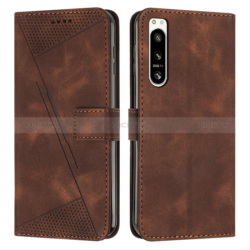 Custodia Portafoglio In Pelle Cover con Supporto Y07X per Sony Xperia 5 IV Marrone