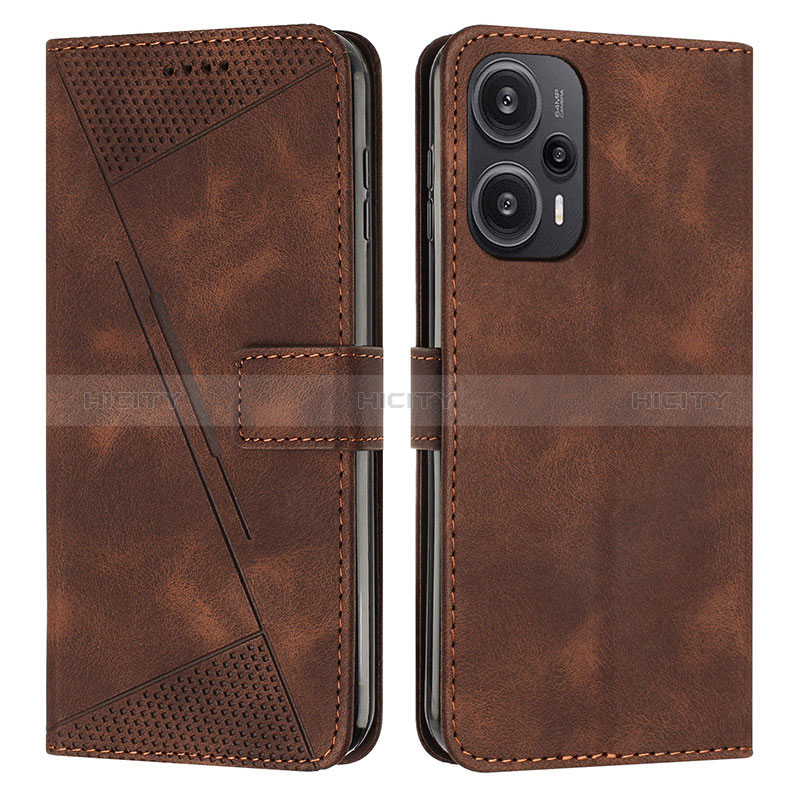 Custodia Portafoglio In Pelle Cover con Supporto Y07X per Xiaomi Poco F5 5G Marrone