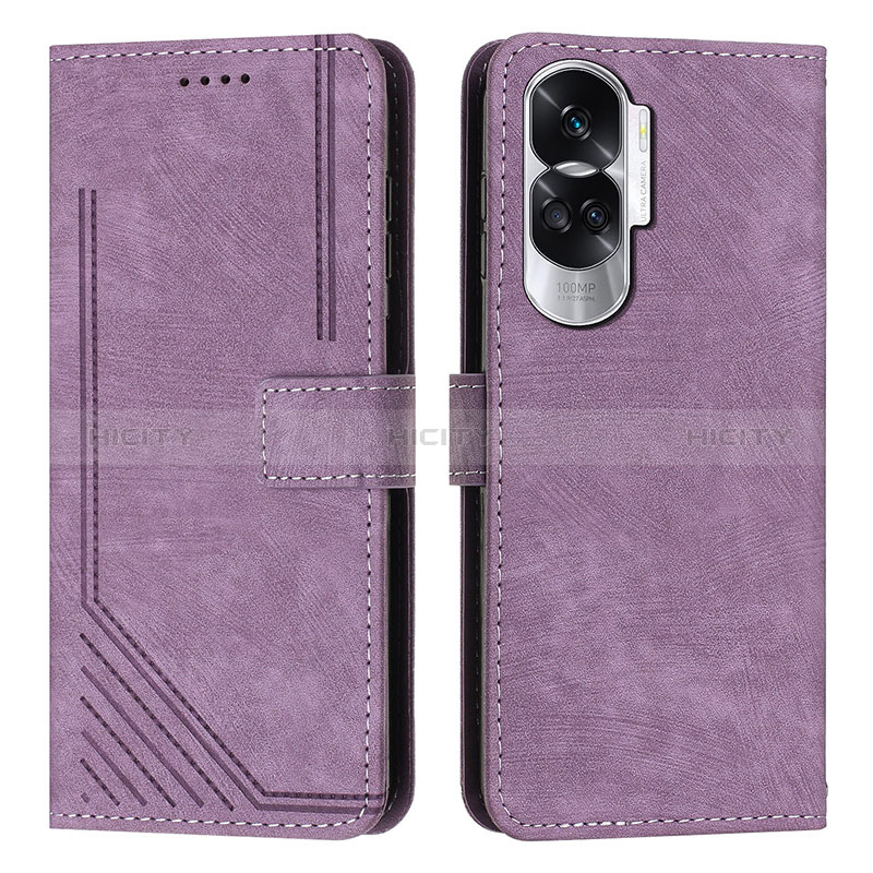 Custodia Portafoglio In Pelle Cover con Supporto Y08X per Huawei Honor 90 Lite 5G Viola