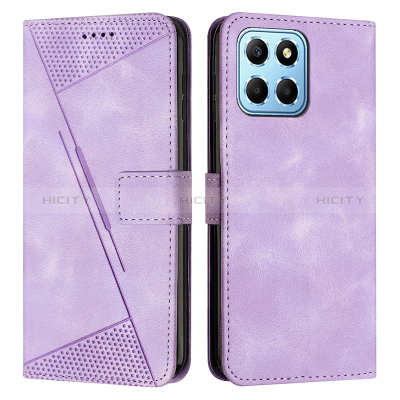 Custodia Portafoglio In Pelle Cover con Supporto Y08X per Huawei Honor X8 5G Viola