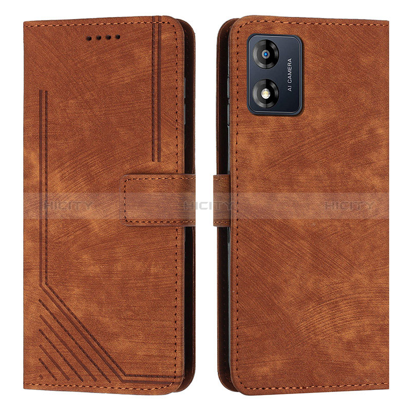 Custodia Portafoglio In Pelle Cover con Supporto Y08X per Motorola Moto E13 Marrone