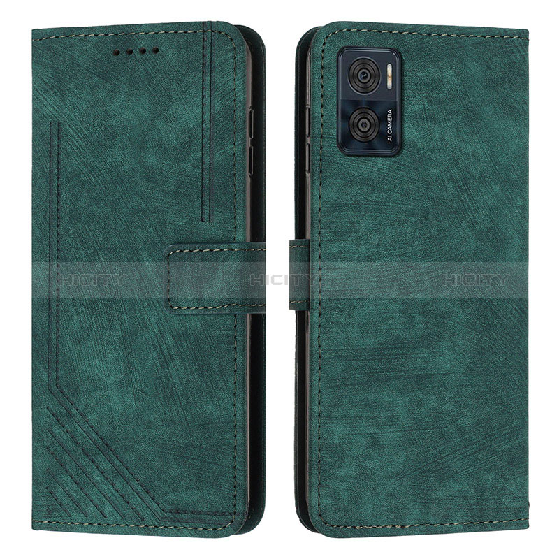 Custodia Portafoglio In Pelle Cover con Supporto Y08X per Motorola Moto E22i Verde