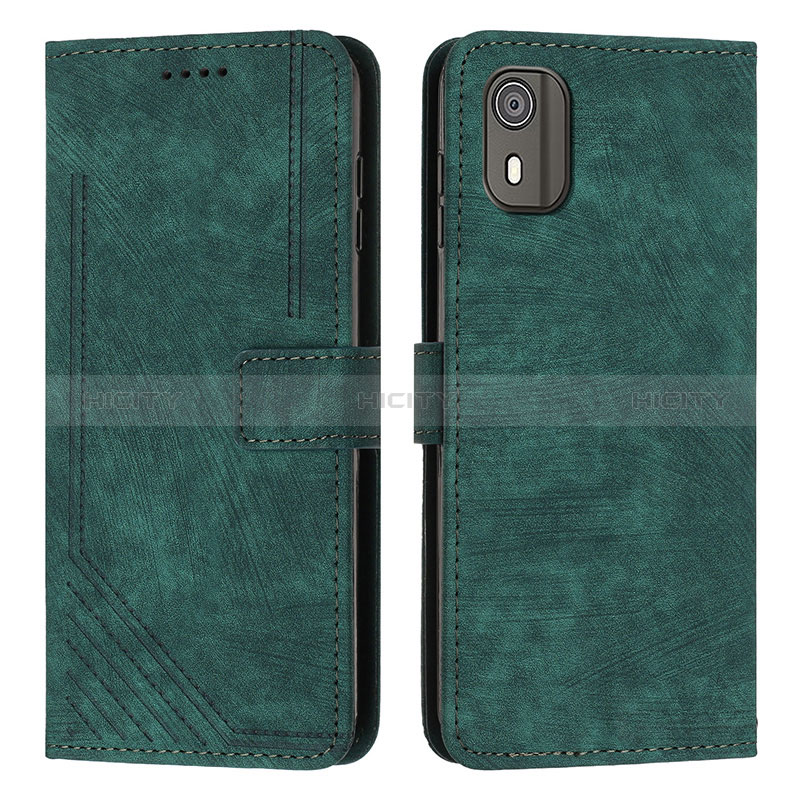 Custodia Portafoglio In Pelle Cover con Supporto Y08X per Nokia C02 Verde