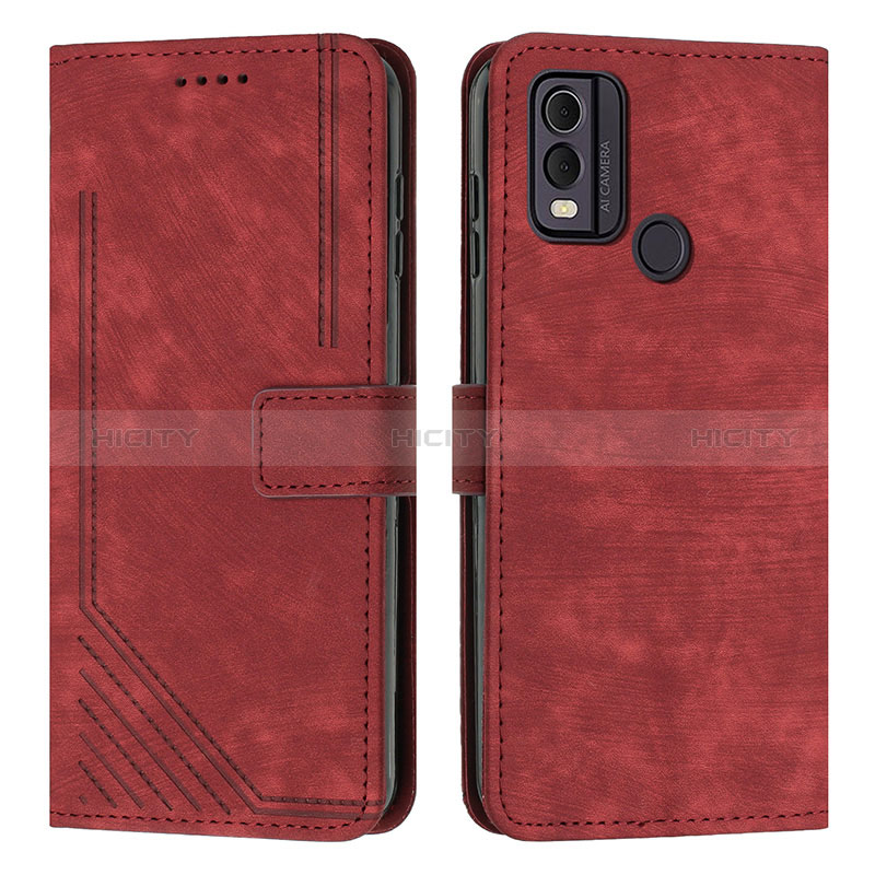 Custodia Portafoglio In Pelle Cover con Supporto Y08X per Nokia C22 Rosso