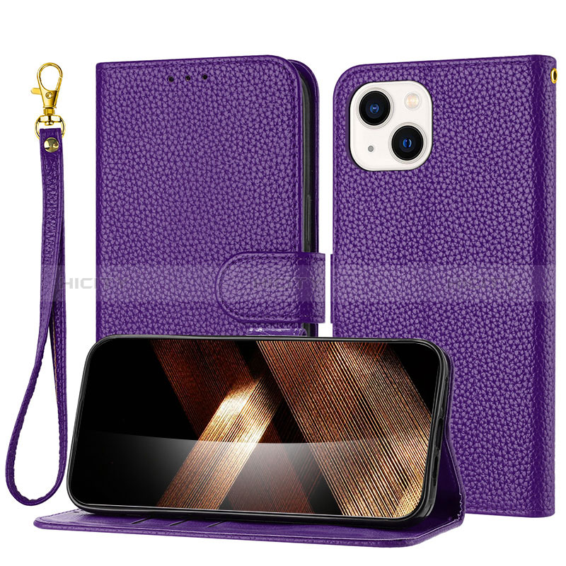 Custodia Portafoglio In Pelle Cover con Supporto Y09X per Apple iPhone 14 Viola