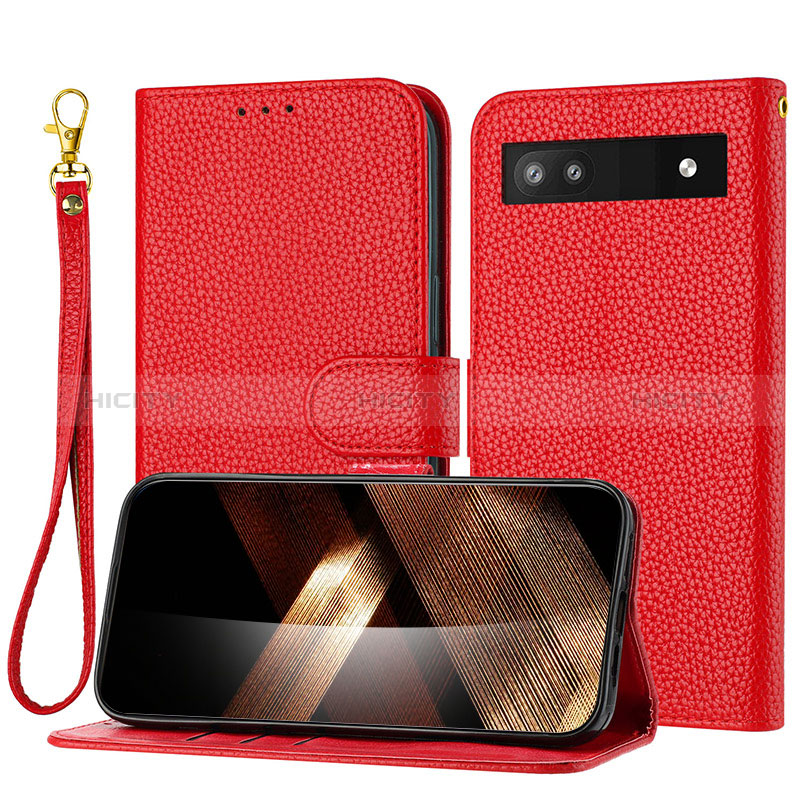 Custodia Portafoglio In Pelle Cover con Supporto Y09X per Google Pixel 7a 5G Rosso