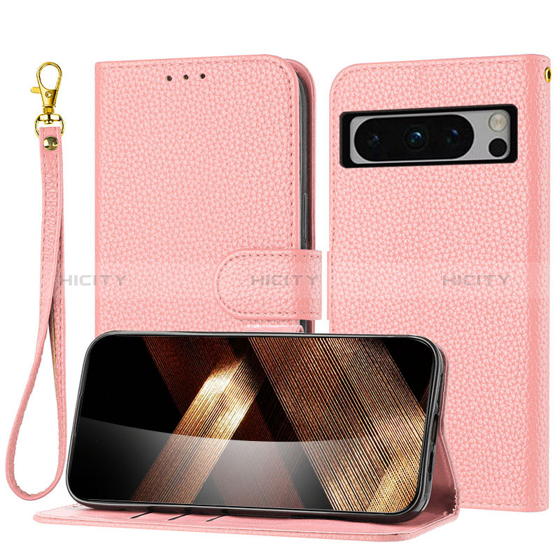 Custodia Portafoglio In Pelle Cover con Supporto Y09X per Google Pixel 8 Pro 5G Oro Rosa