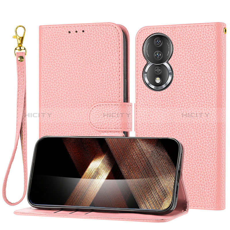 Custodia Portafoglio In Pelle Cover con Supporto Y09X per Huawei Honor 80 5G Oro Rosa