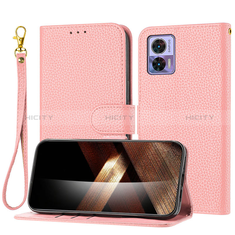 Custodia Portafoglio In Pelle Cover con Supporto Y09X per Motorola Moto Edge 30 Neo 5G Oro Rosa