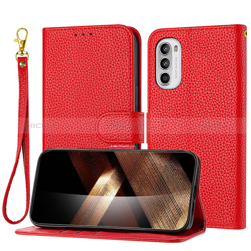 Custodia Portafoglio In Pelle Cover con Supporto Y09X per Motorola Moto G31 Rosso