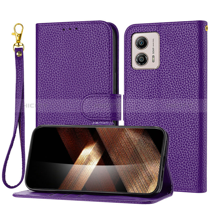 Custodia Portafoglio In Pelle Cover con Supporto Y09X per Motorola Moto G53 5G Viola