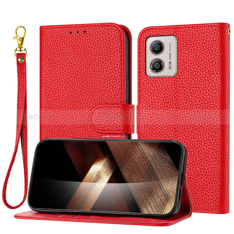 Custodia Portafoglio In Pelle Cover con Supporto Y09X per Motorola Moto G73 5G Rosso