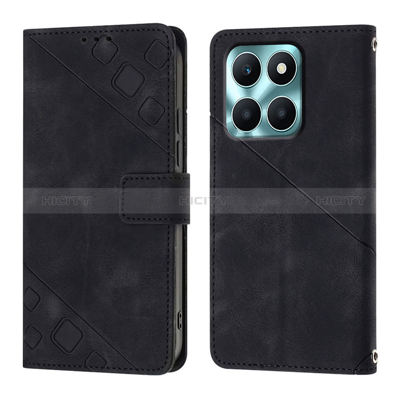 Custodia Portafoglio In Pelle Cover con Supporto YB1 per Huawei Honor X6a Nero