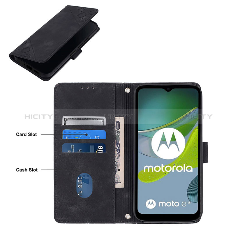 Custodia Portafoglio In Pelle Cover con Supporto YB1 per Motorola Moto E13