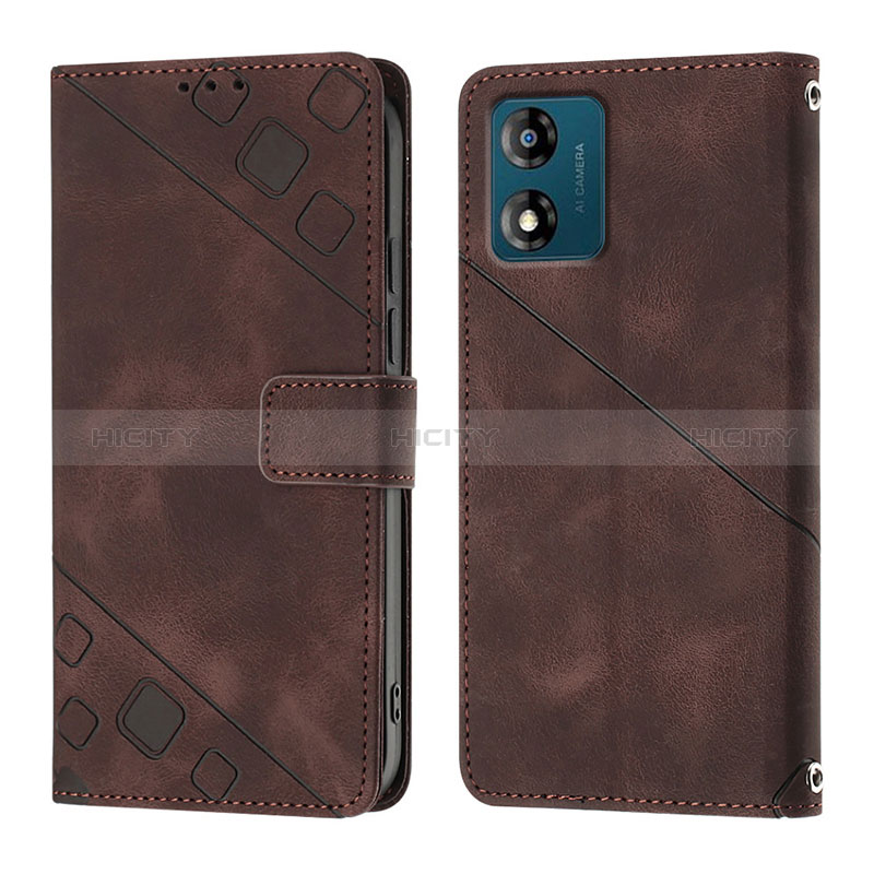 Custodia Portafoglio In Pelle Cover con Supporto YB1 per Motorola Moto E13 Marrone