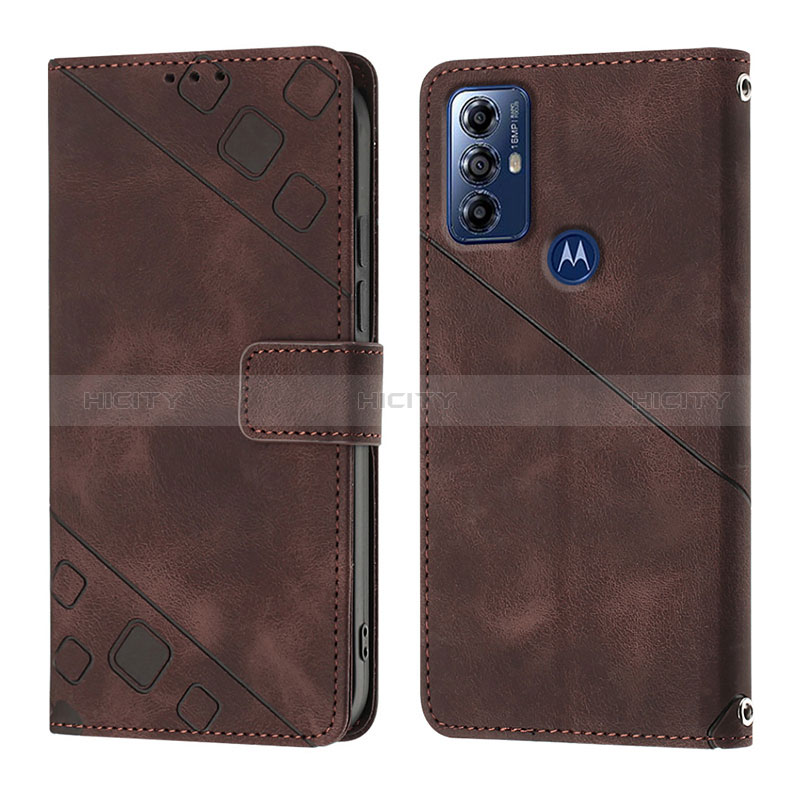 Custodia Portafoglio In Pelle Cover con Supporto YB1 per Motorola Moto G Play (2023) Marrone